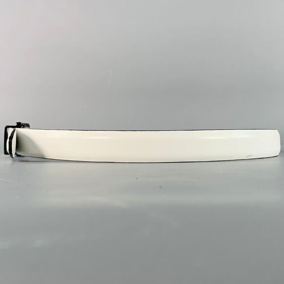 WCM NEW YORK Size M White Leather Belt - Picture 4 of 8